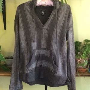 Light and dark gray striped billabong uneven hoody